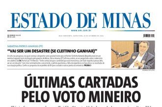 Confira a capa do Estado de Minas do dia 25/09/2026
