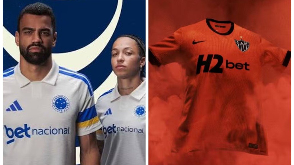 Patroc&iacute;nios de casas de apostas, presentes em camisas de futebol como as de Cruzeiro e Atl&eacute;tico-MG, geram receita bilion&aacute;ria para os clubes -  (crédito: Reprodu&ccedil;&atilde;o)