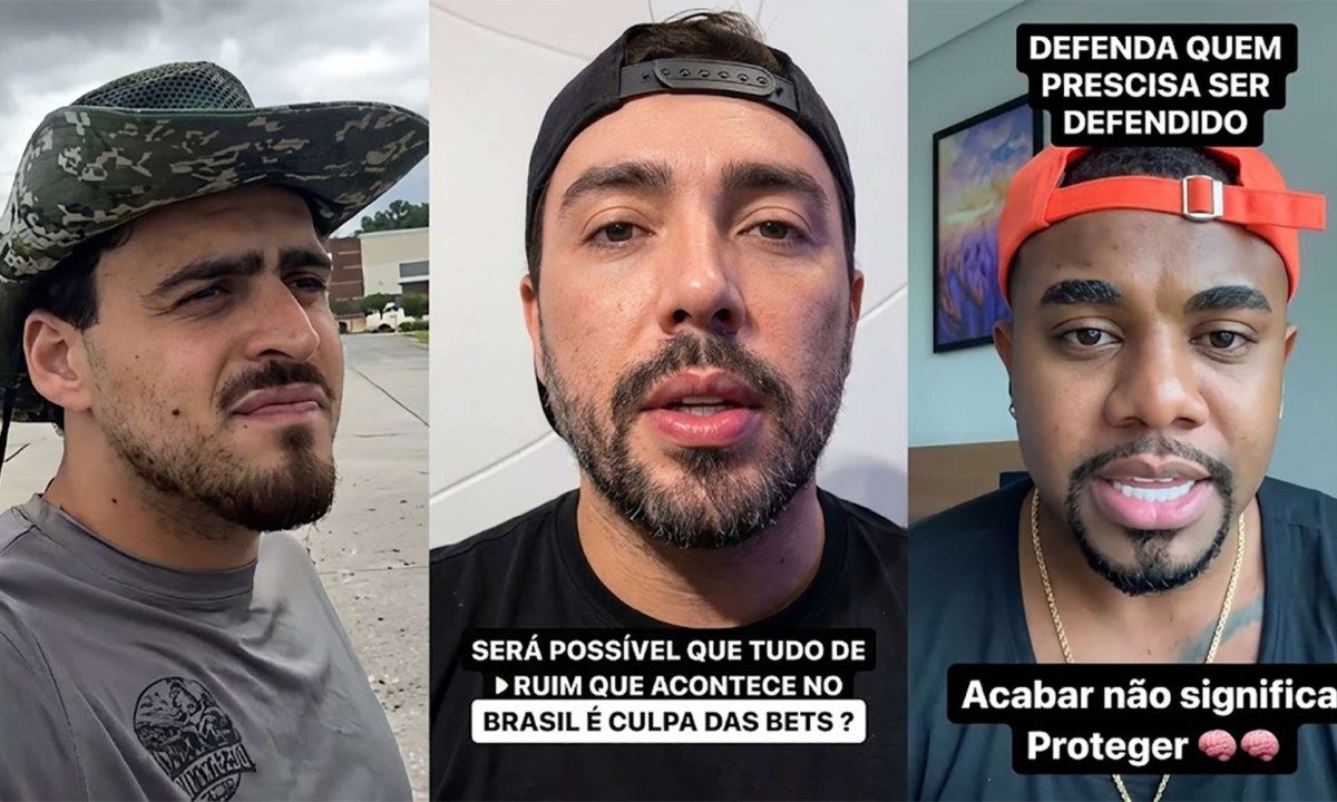 Os influenciadores Jon Vlogs, Rico Melquíades e Davi Brito se pronunciaram contra o fim das bets - (crédito: Reprodução/Redes sociais)