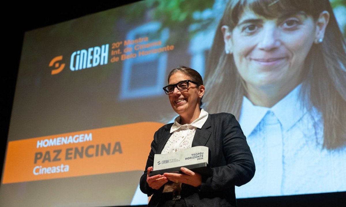 A cineasta paraguaia Paz Encina foi uma das homenageadas da 20ª Mostra Internacional de Cinema de Belo Horizonte, a CineBH A cineasta paraguaia Paz Encina recebendo o Troféu Horizonte na abertura da CineBH 2026