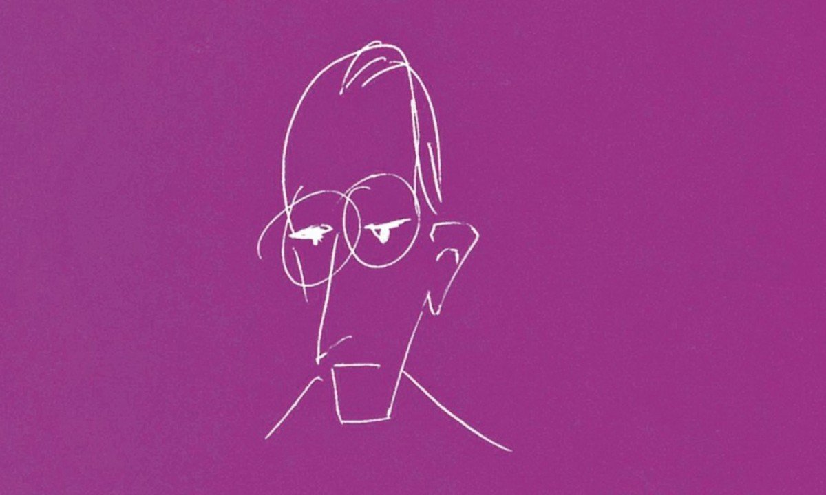 Autocaricatura de Drummond reproduzida no box "Essencial" (Record) - (crédito: Reprodução)