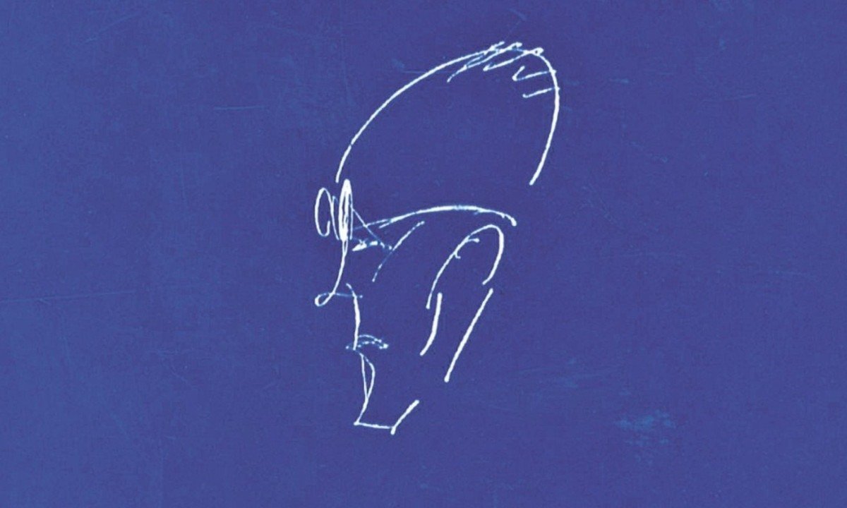Autocaricatura de Drummond reproduzida no box "Essencial" (Record) - (crédito: Reprodução)