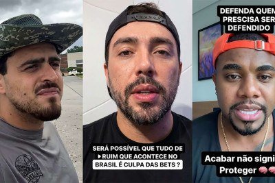 Os influenciadores Jon Vlogs, Rico Melquíades e Davi Brito se pronunciaram contra o fim das bets  -  (crédito:  Reprodução/Redes sociais)