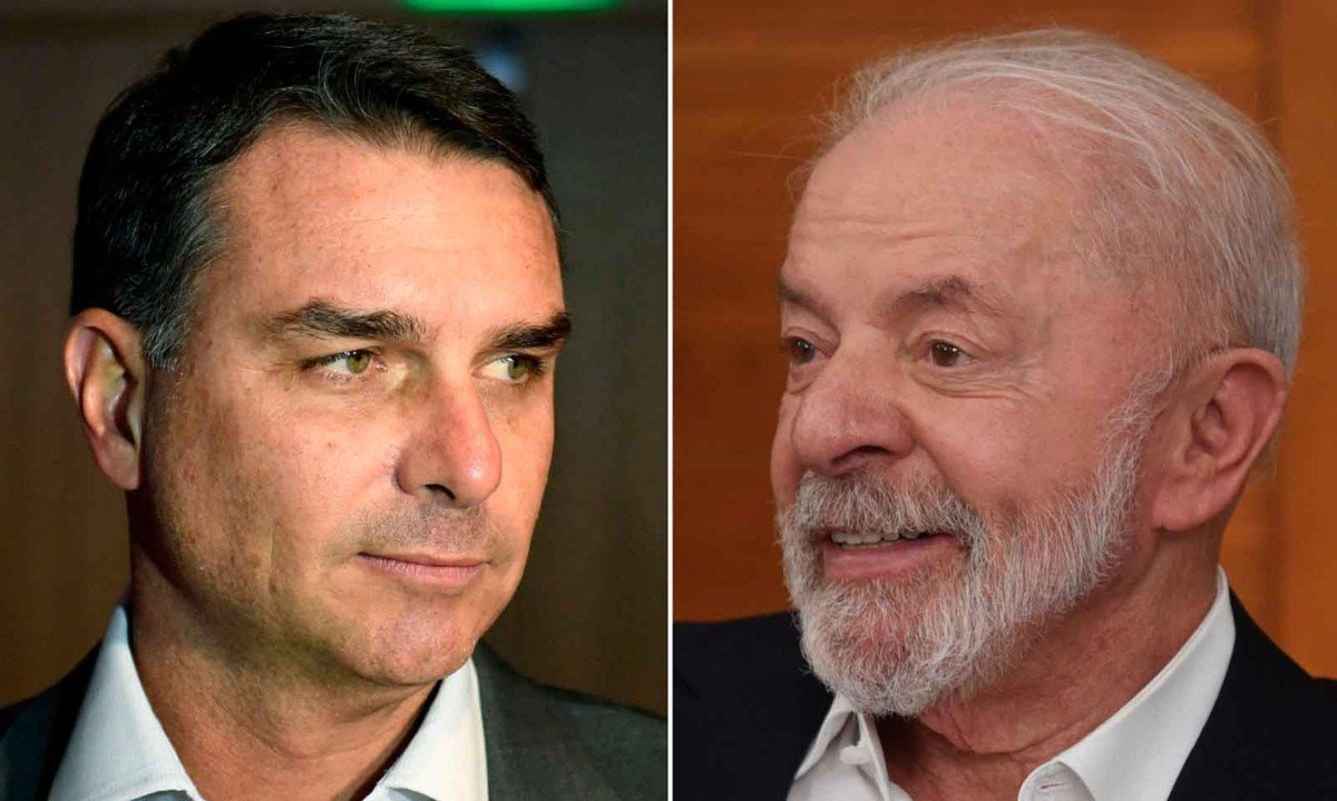 Em média, Flávio Bolsonaro e Lula concentram 75% das intenções de voto para a primeira rodada eleitoral.
 -  (crédito: Daniel Ramalho/AFP e Gladyston Rodrigues/EM/D.A Press)