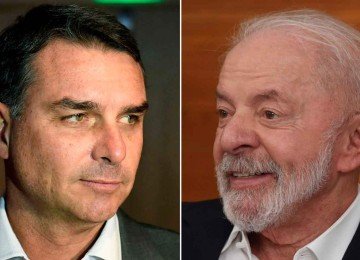 Em média, Flávio Bolsonaro e Lula concentram 75% das intenções de voto para a primeira rodada eleitoral.
 -  (crédito: Daniel Ramalho/AFP e Gladyston Rodrigues/EM/D.A Press)