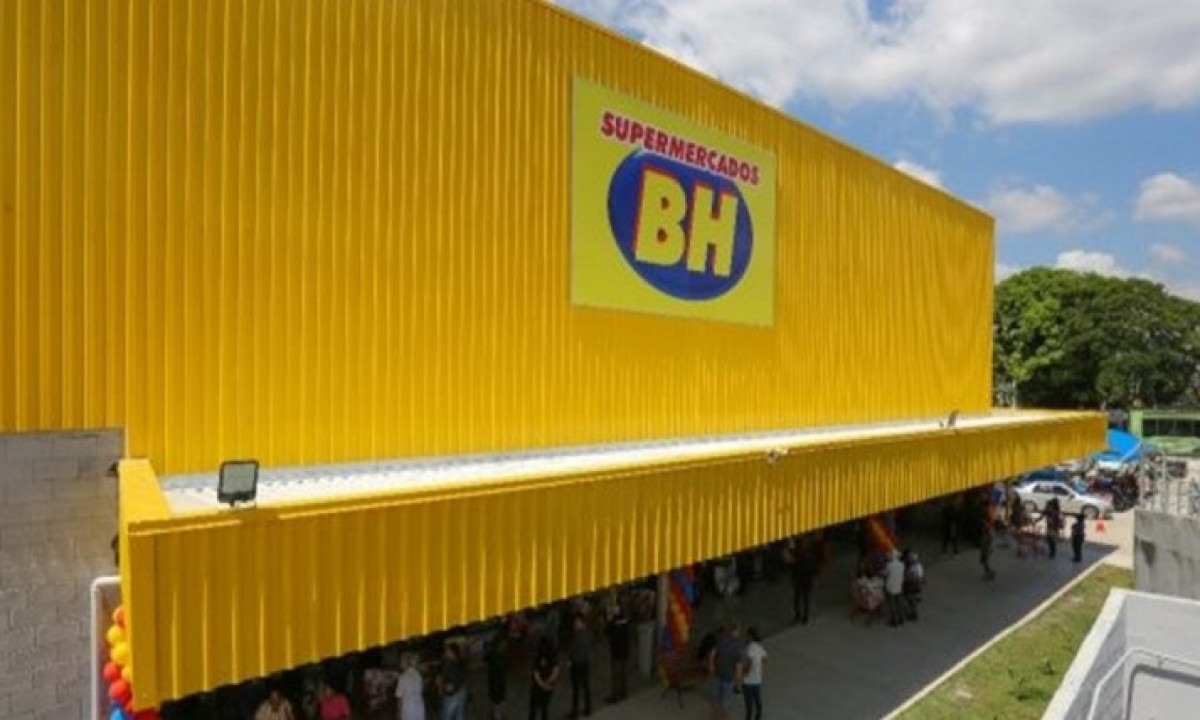Fachada de uma unidade do Supermercados BH, rede que expande sua atuação em Minas Gerais com novas aquisições de lojas - (crédito: Supermercados BH/Instagram)