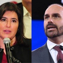 Tebet reage a ataque de Eduardo Bolsonaro: 'É um covarde' - Ramon Lisboa/EM/D.A Press e Saul Loeb/AFP