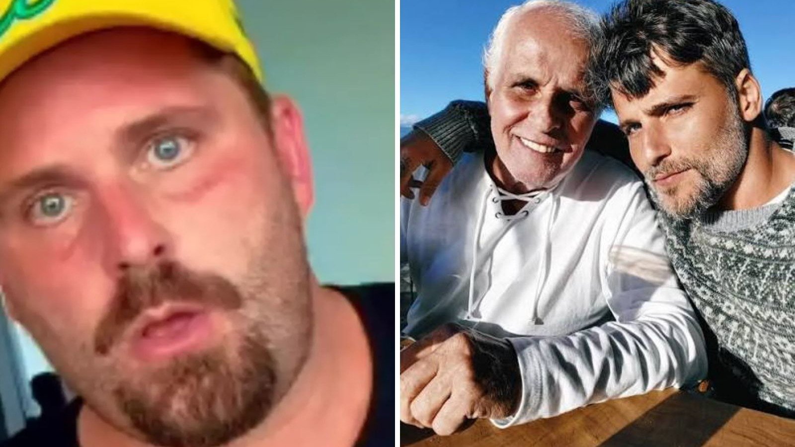 Thiago Gagliasso e Bruno Gagliasso com o pai, Paulo C&eacute;sar Marques, que morreu aos 79 anos -  (crédito: Redes sociais)