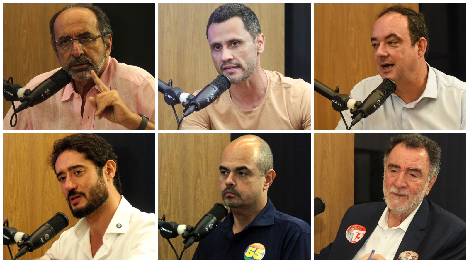 Candidatos ao governo de Minas se reúnem em estúdio para debate na TV Globo na reta final da campanha - (crédito: Jair Amaral/EM/D.A Press; Marcos Vieira /EM/DA. Press; Gladyston Rodrigues/EM/D.A. Press; Jair Amaral/EM/D.A Press; Jair Amaral/EM/D.A Press; Jair Amaral/EM/DA Press.
)