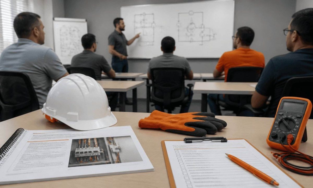 Aula teórica aborda instalações elétricas e apresenta equipamentos de proteção e instrumentos utilizados no ambiente laboral - (crédito: MA Consultoria e Treinamentos Divulgação)
