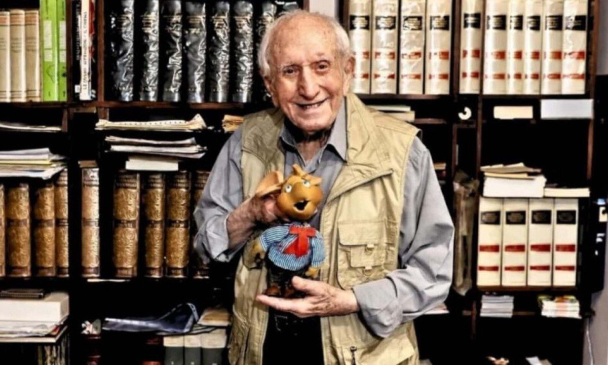 Ator e dublador Peppino Mazzullo, que morreu aos 100 anos, na Itália, deu voz ao personagem Topo Gigio, que também fez fama na TV brasileira - (crédito: Reprodução / Instagram)