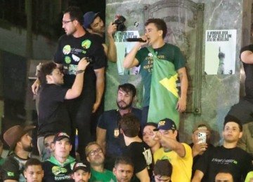 Nikolas Ferreira transformou a Pra&ccedil;a Sete em palanque -  (crédito: Marcos Vieira/EM/D.A. Press)
