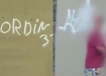 Prefeitura localiza, multa e obriga responsável por pixação a limpar assinatura em vergalhão, no Horto -  (crédito: Redes Sociais/Reprodução)