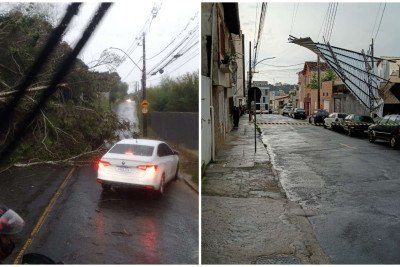 Chuva forte atingiu a cidade na tarde desta quinta-feira (1º/10) -  (crédito: Redes sociais / Reprodução)