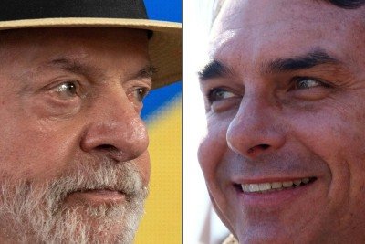 Lula e Fl&aacute;vio Bolsonaro, personagens da elei&ccedil;&atilde;o de 2026, com previs&otilde;es de vidente e dados de pesquisas -  (crédito: Pablo PORCIUNCULA e SILVIO AVILA / AFP)