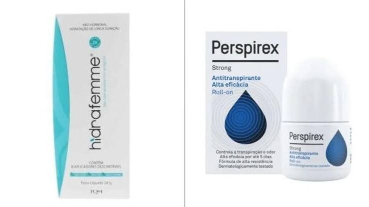 Hidrafemme e Perspirex, produtos com lotes falsificados ou irregulares, tiveram venda suspensa pela Anvisa -  (crédito: Reprodu&ccedil;&atilde;o)