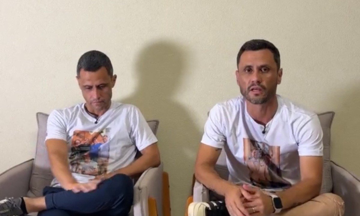 Os irmãos Gleidson Azevedo e Cleitinho Azevedo em vídeo postado nas redes sociais logo após pesquisas que apontam a vitória do senador no primeiro turno - (crédito: Reprodução Redes Sociais)