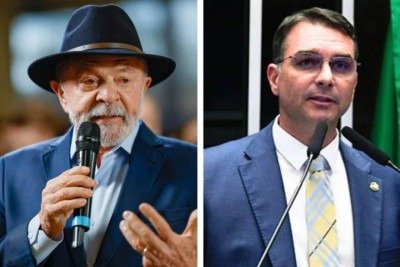 Na comparação com a pesquisa anterior, realizada entre 20 e 23 de setembro, Lula passou de 43% para 45%, enquanto Flávio Bolsonaro oscilou de 42% para 43% -  (crédito: Ricardo Stuckert e Jefferson Rudy/Agencia Senado)