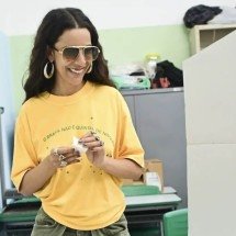 Marina Sena vota em São Paulo usando verde e amarelo - Leo Franco/ Redes Sociais