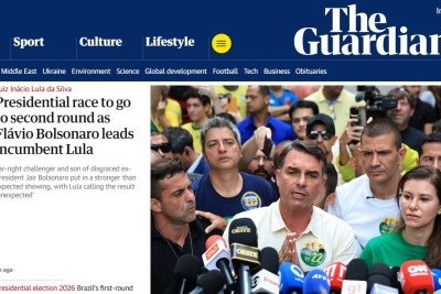 Jornal britânico fez duras críticas ao senador do PL que disputará a presidência com Lula em 25 de outubro -  (crédito: Reprodução / The Guardian)