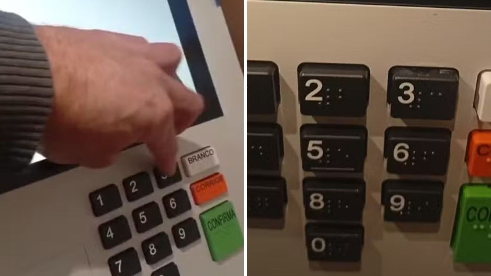 Urna eletr&ocirc;nica com o teclado, onde uma das teclas '3' foi danificada em Candel&aacute;ria (RS), precisou ser substitu&iacute;da -  (crédito: Justi&ccedil;a Eleitoral do Rio Grande do Sul)