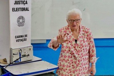 Luiza Erundina no processo eleitoral que a levou &agrave; Alesp como a deputada estadual mais velha de S&atilde;o Paulo -  (crédito: Reprodu&ccedil;&atilde;o/Instagram)