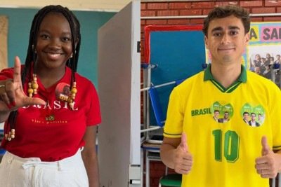 Novata na câmara enviou recado ao parlamentar mais votado do país nas redes sociais -  (crédito: Redes sociais/@anaelisast e @nikolasferreiradm)