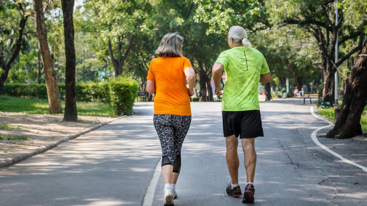 A pr&aacute;tica de caminhada, como a realizada por este casal, melhora a sa&uacute;de e bem-estar na terceira idade -  (crédito: Freepik)