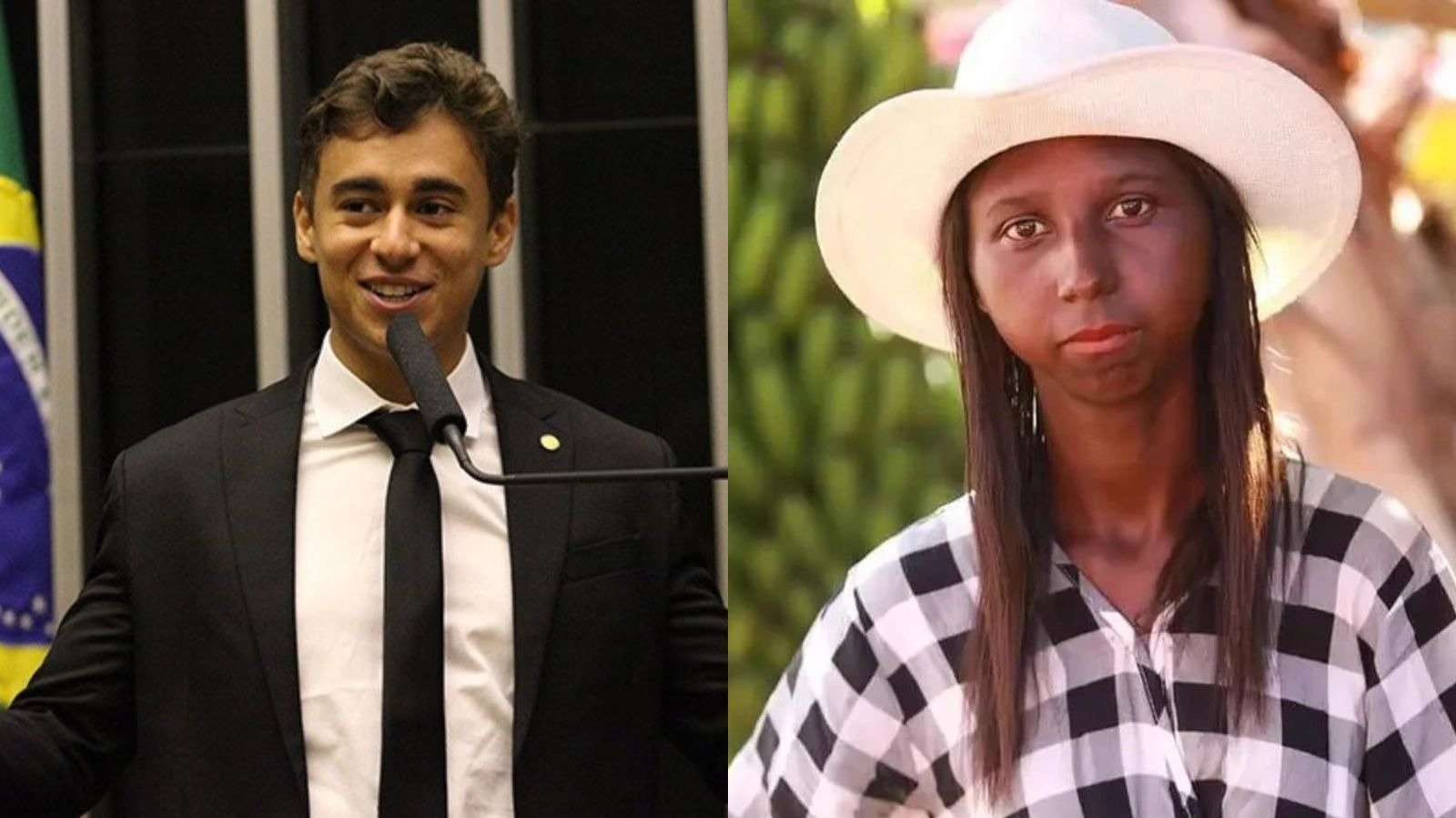 Nikolas Ferreira, exemplo de sucesso eleitoral (&agrave; esq.), e Maria Jos&eacute;, a Menina da Bota, que n&atilde;o obteve votos suficientes (&agrave; dir.) -  (crédito: C&acirc;mara dos Deputados / Reprodu&ccedil;&atilde;o)