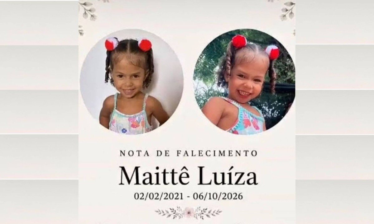 Maittê Luíza, de 5 anos, estava no veículo com a família quando um homem emparelhou e disparou em direção ao carro - (crédito: Redes Sociais)
