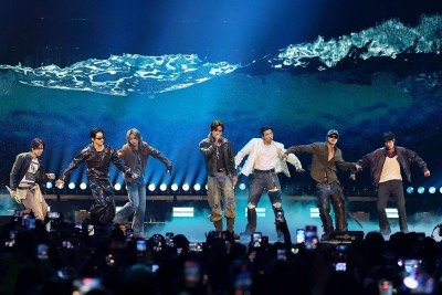 Shows internacionais, como o do BTS, marcado para o fim do m&ecirc;s, s&atilde;o alvos frequentes de golpes na venda de ingressos pela internet -  (crédito:  Ethan Miller / GETTY IMAGES NORTH AMERICA / Getty Images via AFP)