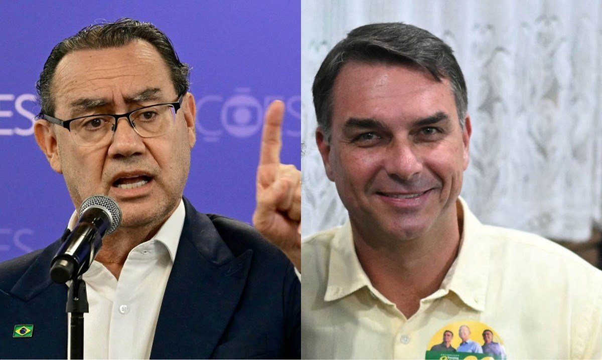 Flávio Bolsonaro assinou compromisso público proposto por Cury - (crédito: Pablo PORCIUNCULA / AFP e MAURO PIMENTEL / AFP)