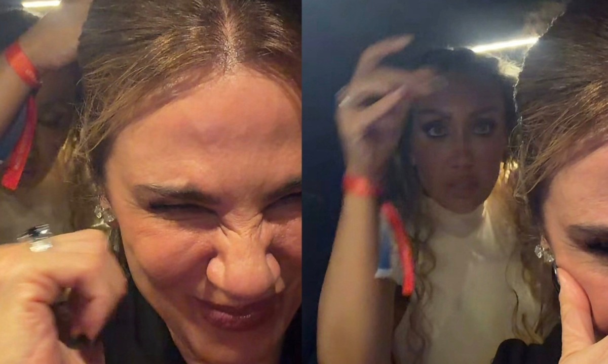 Luciana Gimenez registra o perrengue para desfazer o penteado rígido após festa da Gucci, com o auxílio de sua amiga Fernanda Nichelle - (crédito: Redes sociais)