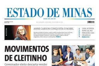 Capa impressa do Estado de Minas de 9/10/2026