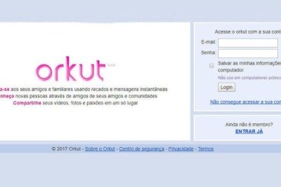 Relembre a tela de acesso do Orkut, que influenciou o cen&aacute;rio das redes sociais e inspira o fundador a criar um novo projeto -  (crédito: Reprodu&ccedil;&atilde;o)