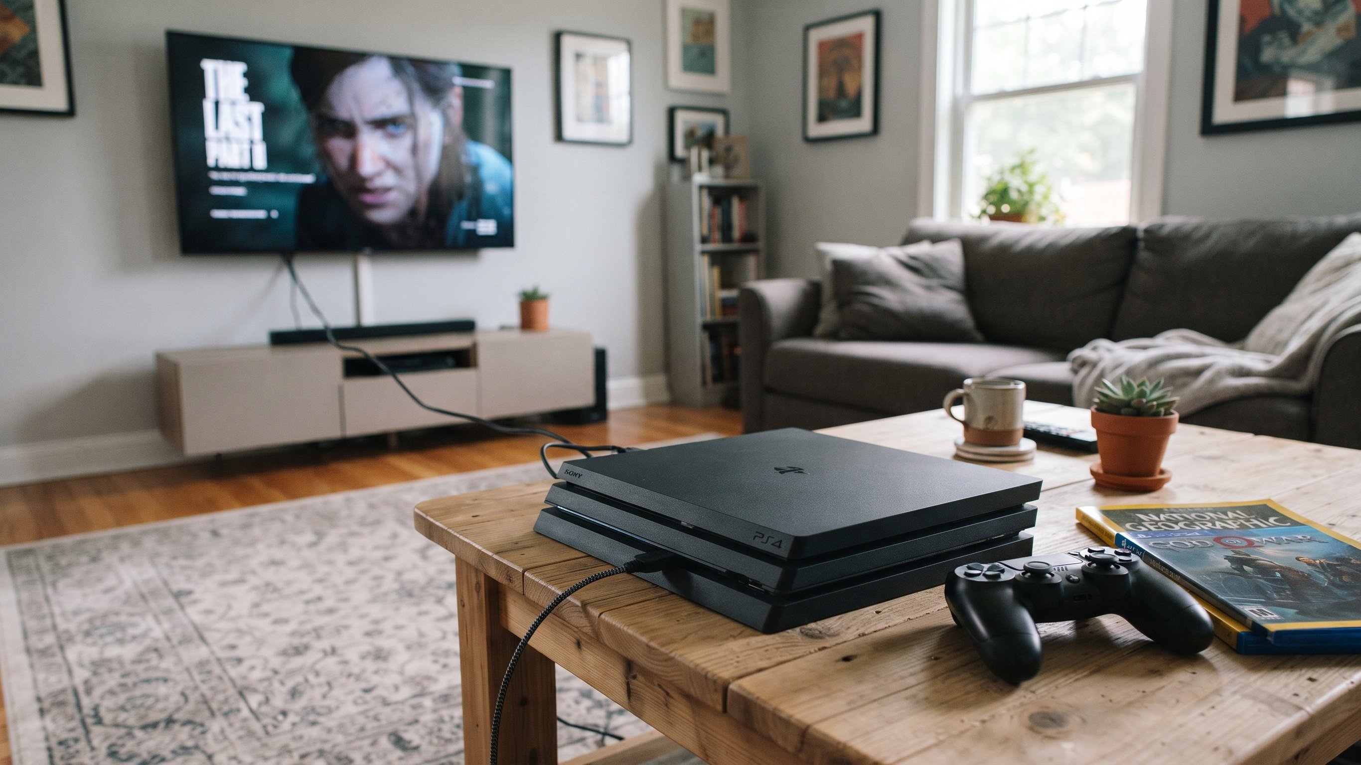 O console PlayStation 4, semelhante ao encontrado em brech&oacute;, destaca a cont&iacute;nua relev&acirc;ncia do videogame no mercado -  (crédito: IA)
