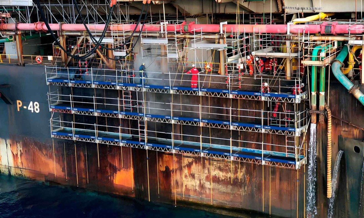Plataforma P-48 da Petrobras teve manutenção com equipamentos e soluções da Orguel -  (crédito: Divulgação)