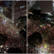 Assista de cima: multidão de jovens passa por avenida de BH em ato pró-Lula - Imagem cedida ao EM/Lucas Barbosa