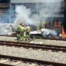 FAB inicia investigação sobre queda de monomotor em pátio do metrô de BH - CBMMG / Reprodução 