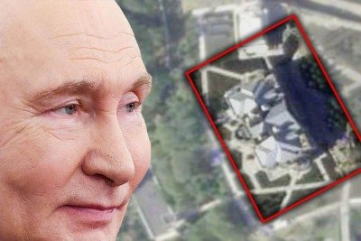 Vladimir Putin (à direita) se exercita em sua academia particular em Bocharov Ruchey, em 2015, ao lado de Dmitry Medvedev, então primeiro-ministro da Rússia -  (crédito: BBC)