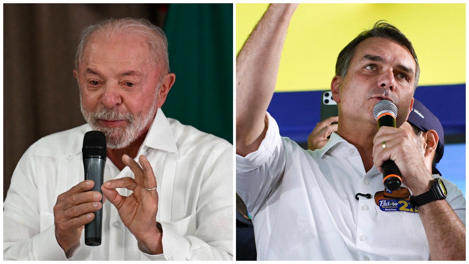 Lula e Fl&aacute;vio Bolsonaro abrem o segundo turno das elei&ccedil;&otilde;es presidenciais com empate t&eacute;cnico nas pesquisas -  (crédito: Evaristo Sa / AFP e Sergio Lima / AFP)