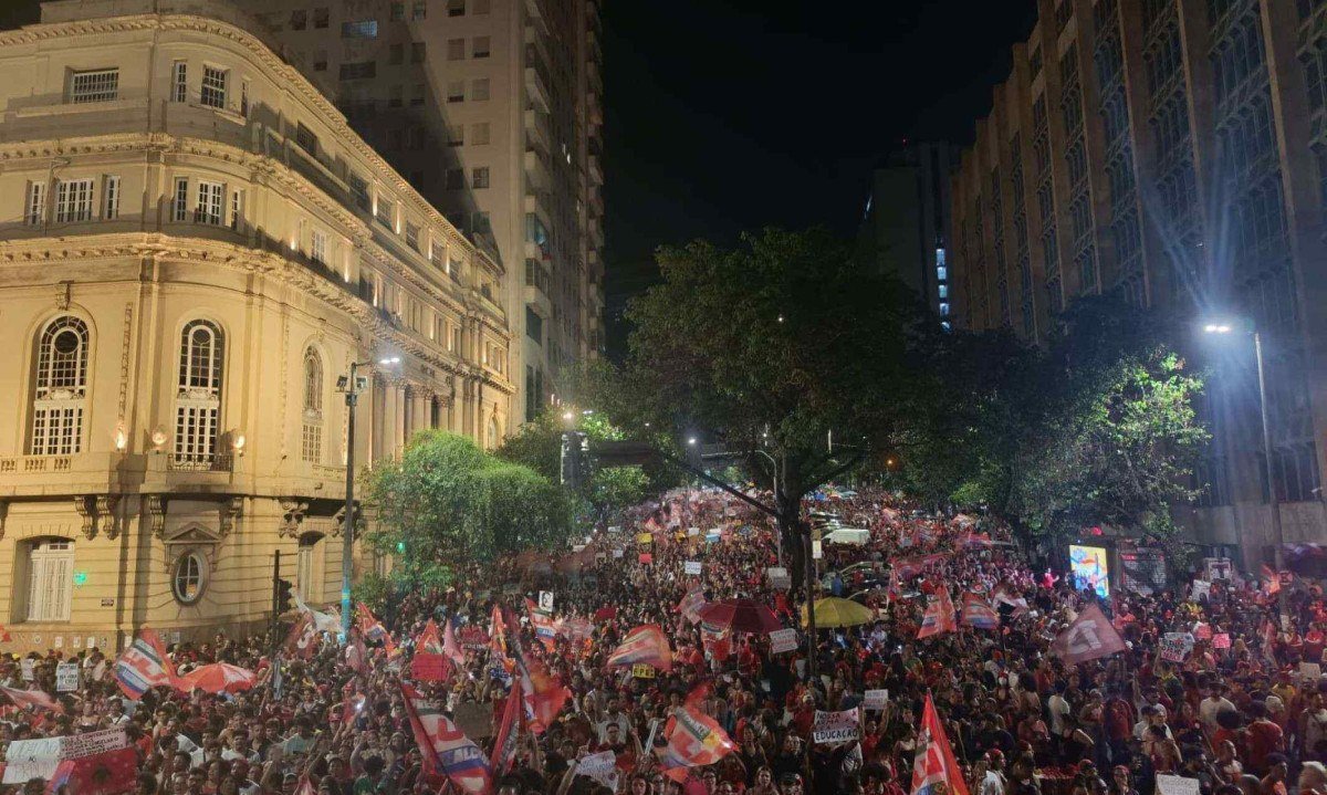 Manifestação ocupou o Centro de BH - (crédito: Alexandre Guzanshe/EM/D.A Press)