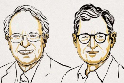 Robert E. Hall e Michael Woodford -  (crédito: Nobel Prize)