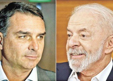 Flávio Bolsonaro lideras as pesquisas e Lula mobiliza multidões nas ruas -  (crédito:  Daniel Ramalho/AFP e Gladyston Rodrigues/EM/D.A Press)
