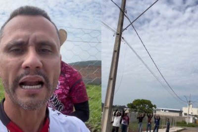 Cleitinho Azevedo durante campanha nas ruas para Fl&aacute;vio Bolsonaro, com eleitores demonstrando apoio -  (crédito: Redes Sociais/Reprodu&ccedil;&atilde;o)