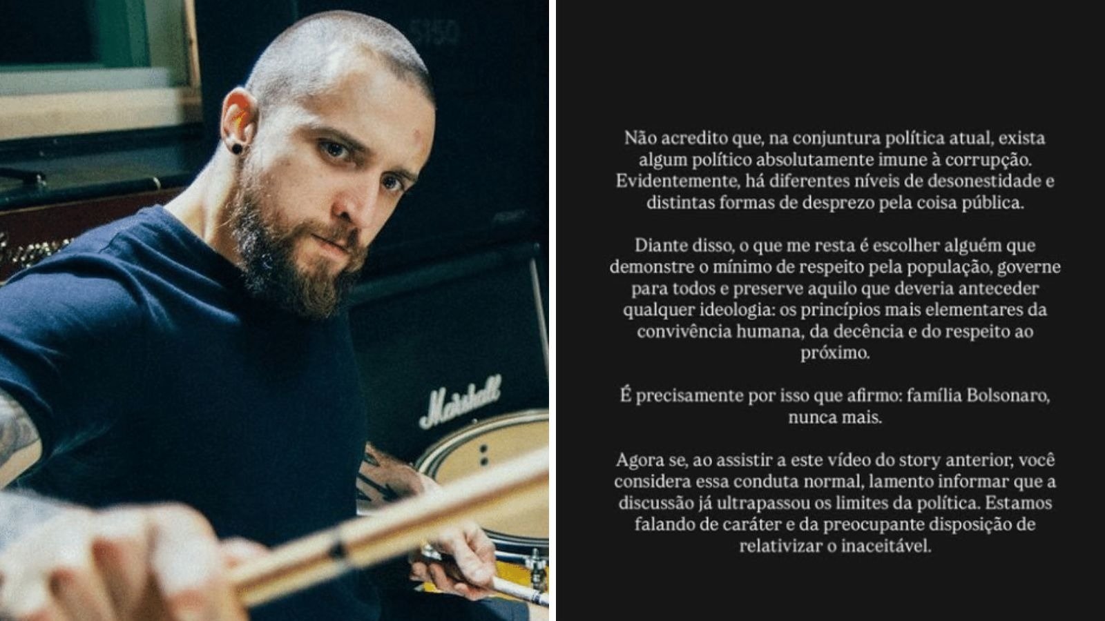 Em publica&ccedil;&atilde;o nas redes sociais, Eloy Casagrande justifica sua posi&ccedil;&atilde;o pol&iacute;tica contra a fam&iacute;lia Bolsonaro -  (crédito: Redes sociais)