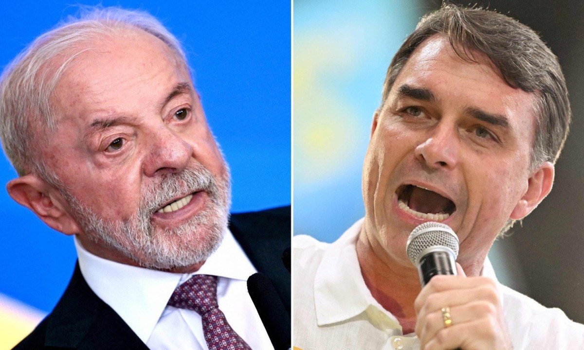 Lula e Flávio Bolsonaro, candidatos à presidência, estão em empate técnico no segundo turno, segundo pesquisa Quaest - (crédito: Evaristo SA e Mauro PIMENTEL / AFP)