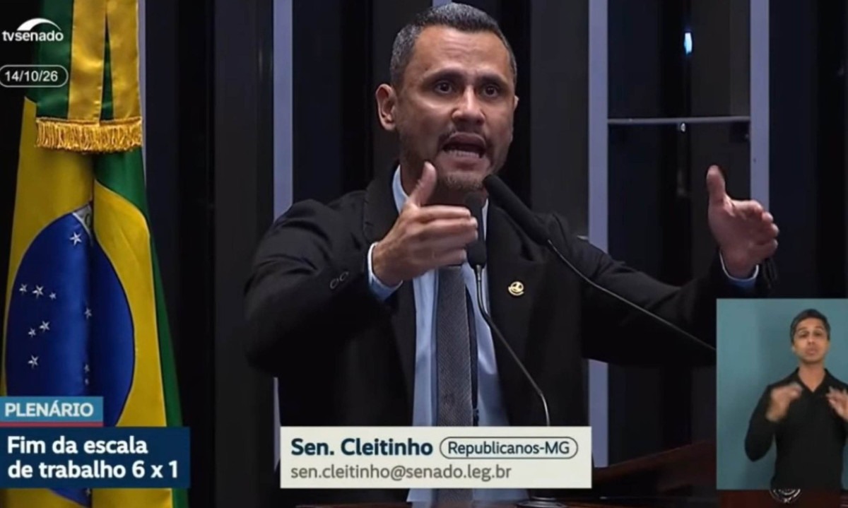 Governador eleito de Minas Gerais, Cleitinho Azevedo discursou na noite desta quarta-feita (14/10), durante votação da PEC do fim da escala 6x1 - (crédito: TV Senado)