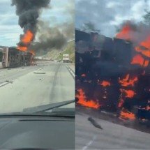 Vídeo: acidente com três veículos provoca incêndio em caminhão na BR-381 - CBMMG / Reprodu&ccedil;&atilde;o