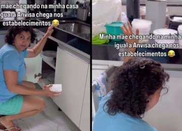 Vídeo: mãe faz fiscalização surpresa na casa da filha para recuperar potes e viraliza -  (crédito: Tupi)